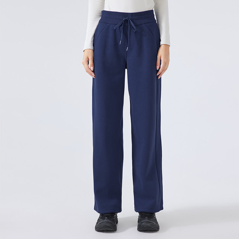 Winter Fleece Lined Warm Fitness Track Sweatpants Office All Matching Straight Loose Casual Trousers Women - ALTARIA
