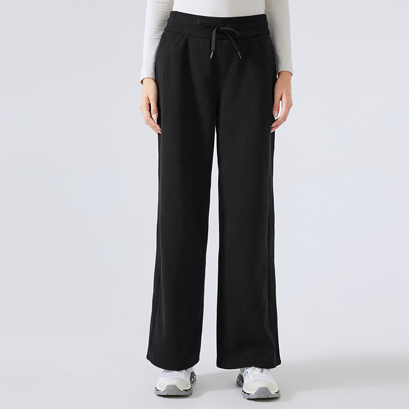 Winter Fleece Lined Warm Fitness Track Sweatpants Office All Matching Straight Loose Casual Trousers Women - ALTARIA