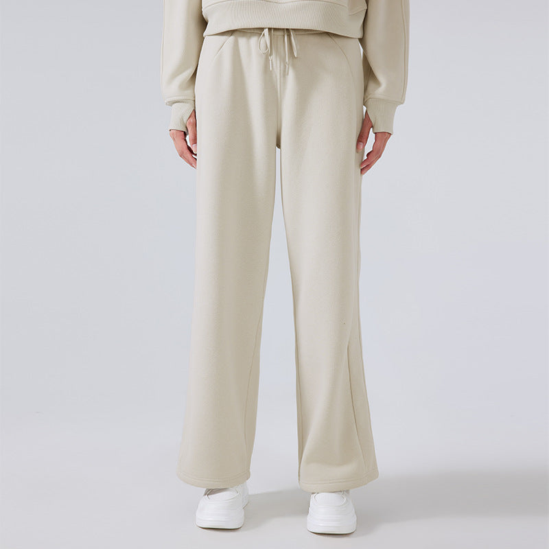 Winter Fleece Lined Warm Fitness Track Sweatpants Office All Matching Straight Loose Casual Trousers Women - ALTARIA