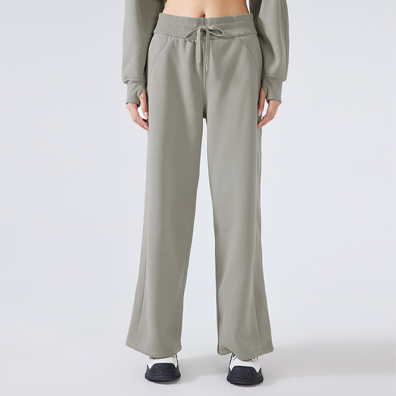 Winter Fleece Lined Warm Fitness Track Sweatpants Office All Matching Straight Loose Casual Trousers Women - ALTARIA