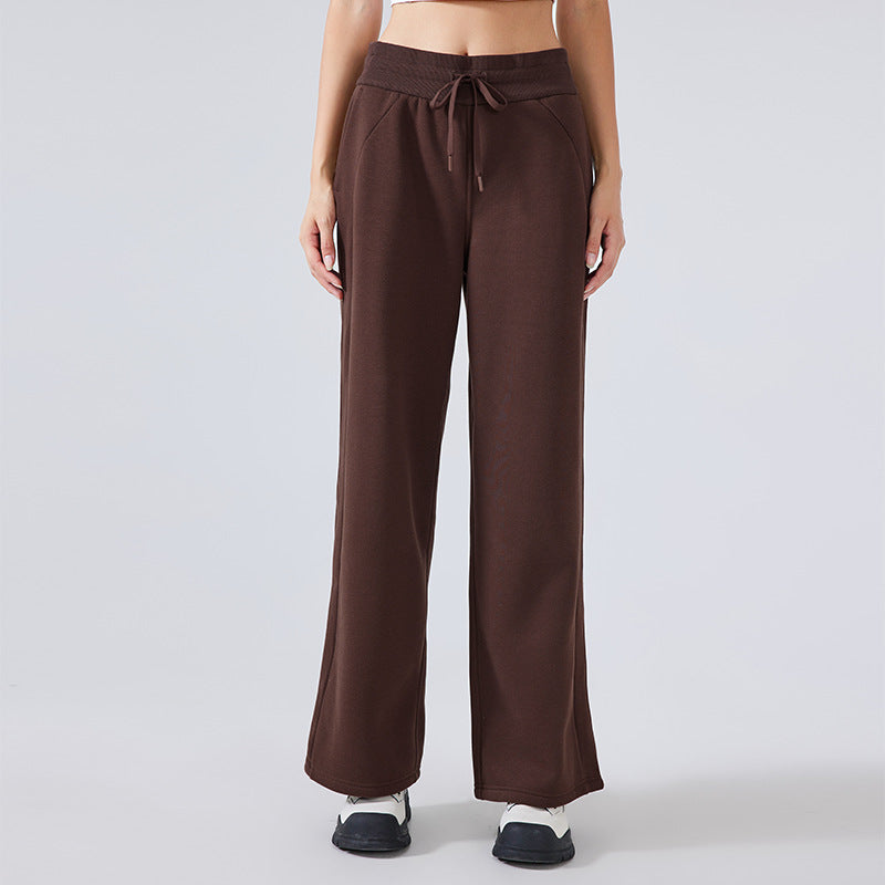 Winter Fleece Lined Warm Fitness Track Sweatpants Office All Matching Straight Loose Casual Trousers Women - ALTARIA
