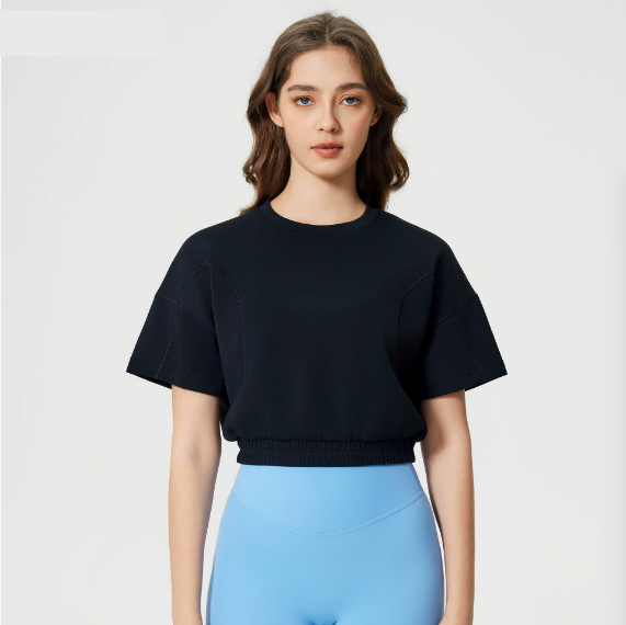 Summer Air Layer Yoga Clothes Short Sleeve Women Short Cropped Exposed Fitness Sports Top T shirt - ALTARIA