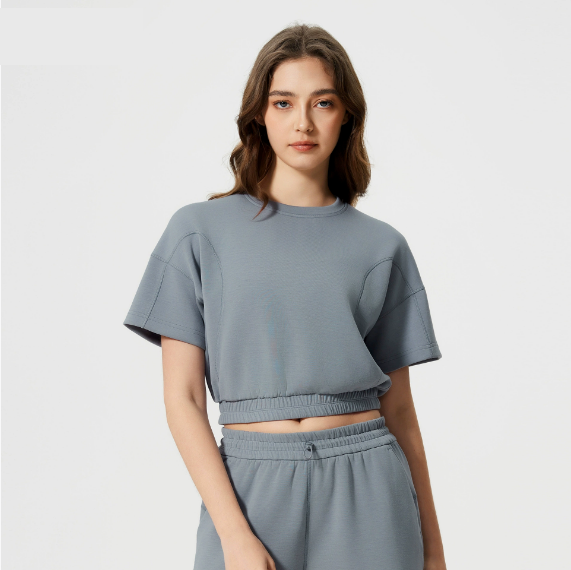 Summer Air Layer Yoga Clothes Short Sleeve Women Short Cropped Exposed Fitness Sports Top T shirt - ALTARIA
