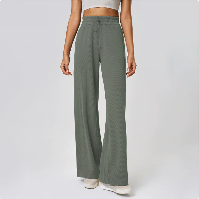 Yoga High Waist Straight Waist of Trousers Head Drawstring Casual Trousers Slim Fit Loose Wide Leg Running Workout Pants - ALTARIA