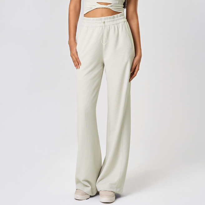 Yoga High Waist Straight Waist of Trousers Head Drawstring Casual Trousers Slim Fit Loose Wide Leg Running Workout Pants - ALTARIA