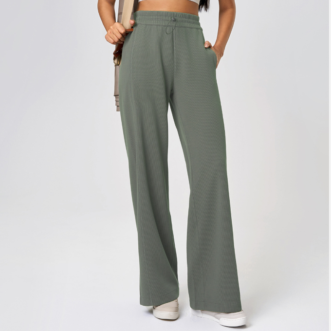 Yoga High Waist Straight Waist of Trousers Head Drawstring Casual Trousers Slim Fit Loose Wide Leg Running Workout Pants - ALTARIA