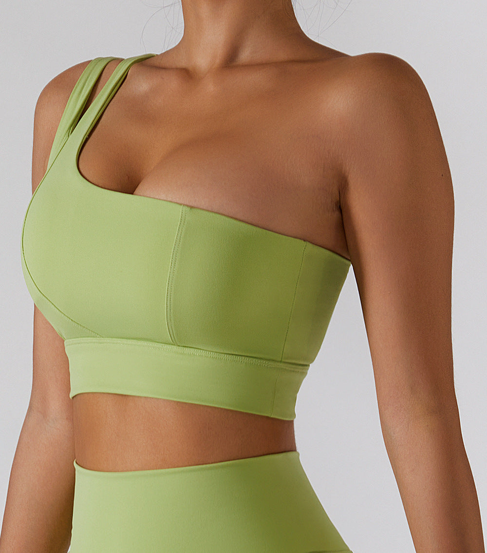 One Piece Rib Shoulder Yoga Beauty Back Bra Elastic Shockproof Sports Underwear for Women Running Workout Vest - ALTARIA