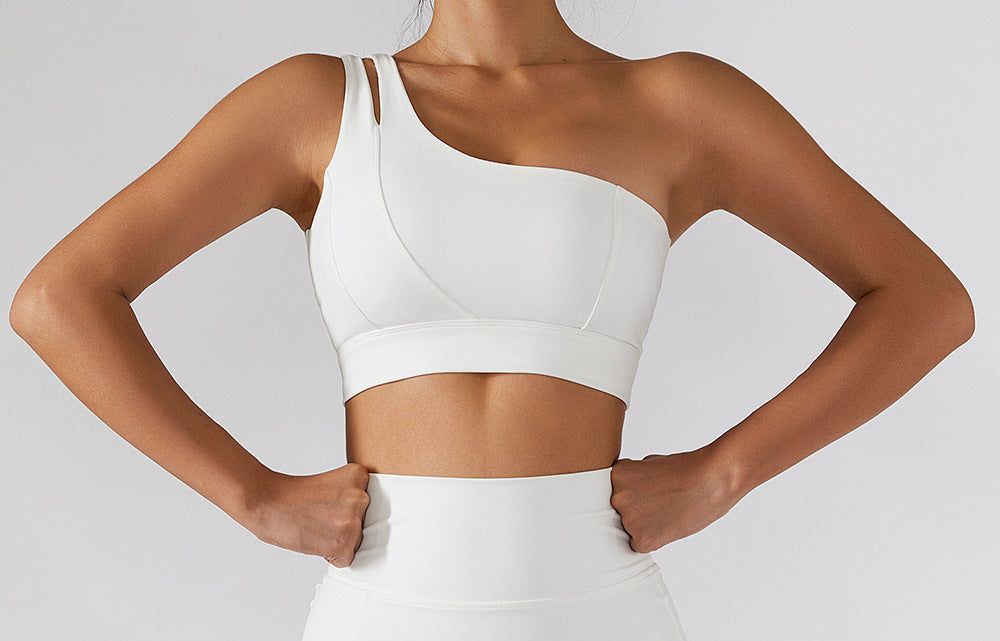 One Piece Rib Shoulder Yoga Beauty Back Bra Elastic Shockproof Sports Underwear for Women Running Workout Vest - ALTARIA