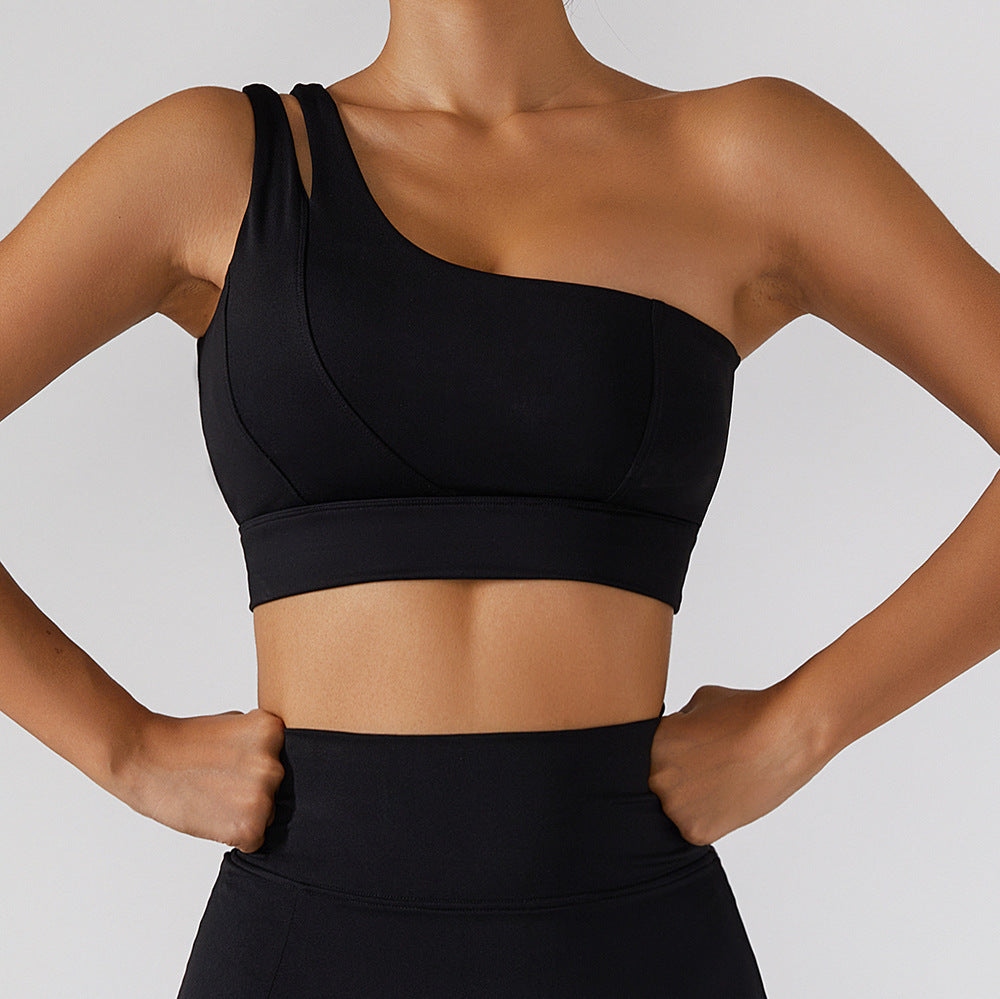 One Piece Rib Shoulder Yoga Beauty Back Bra Elastic Shockproof Sports Underwear for Women Running Workout Vest - ALTARIA