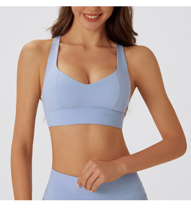Spring Nude Feel Slim Fit Yoga Wear Tight Curtain Yoga Exercise Removable Gather Thin Bra - ALTARIA