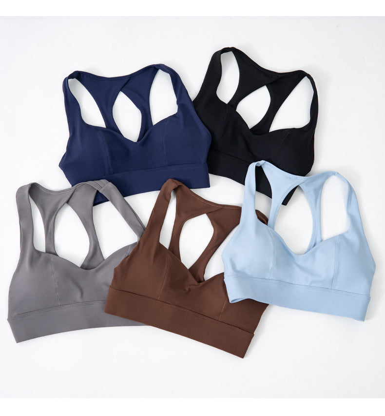 Spring Nude Feel Slim Fit Yoga Wear Tight Curtain Yoga Exercise Removable Gather Thin Bra - ALTARIA