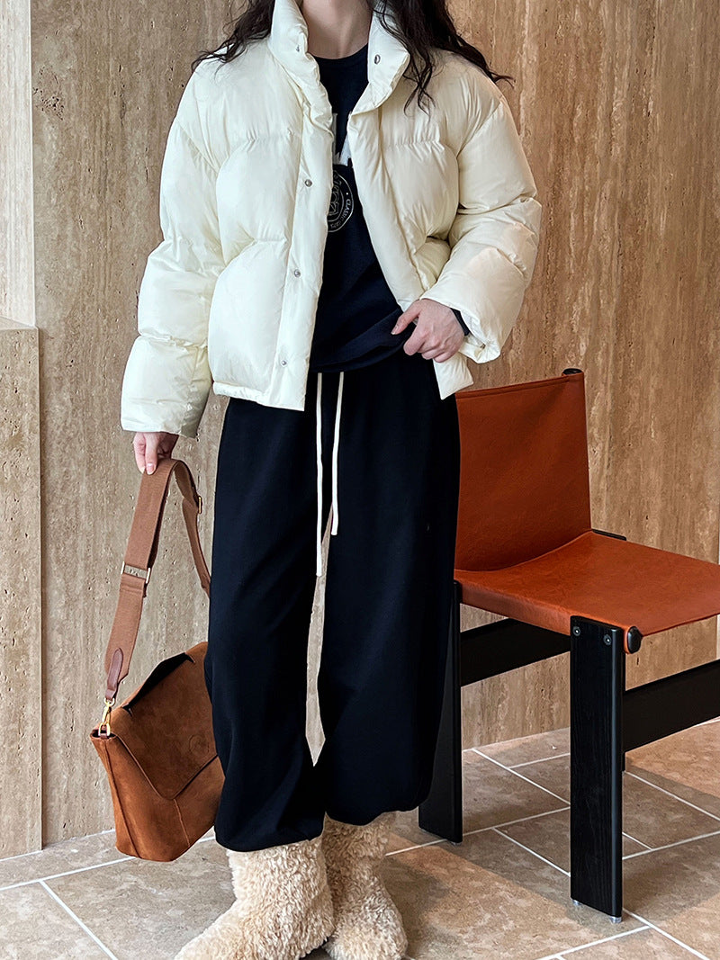 National Standard 90 White Duck down Short down Jacket Women Japanese All Matching Thickened Puffer Jacket - ALTARIA