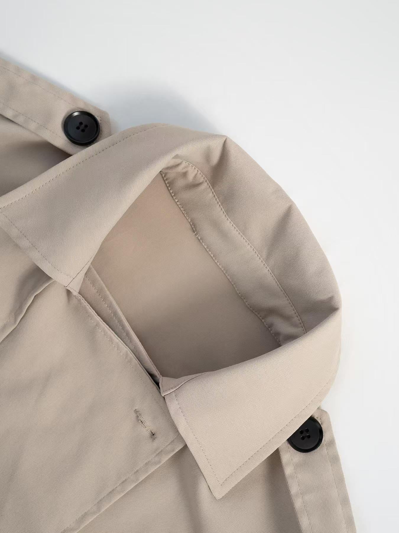 Women Clothing Belt Short Casual Trench Coat - ALTARIA