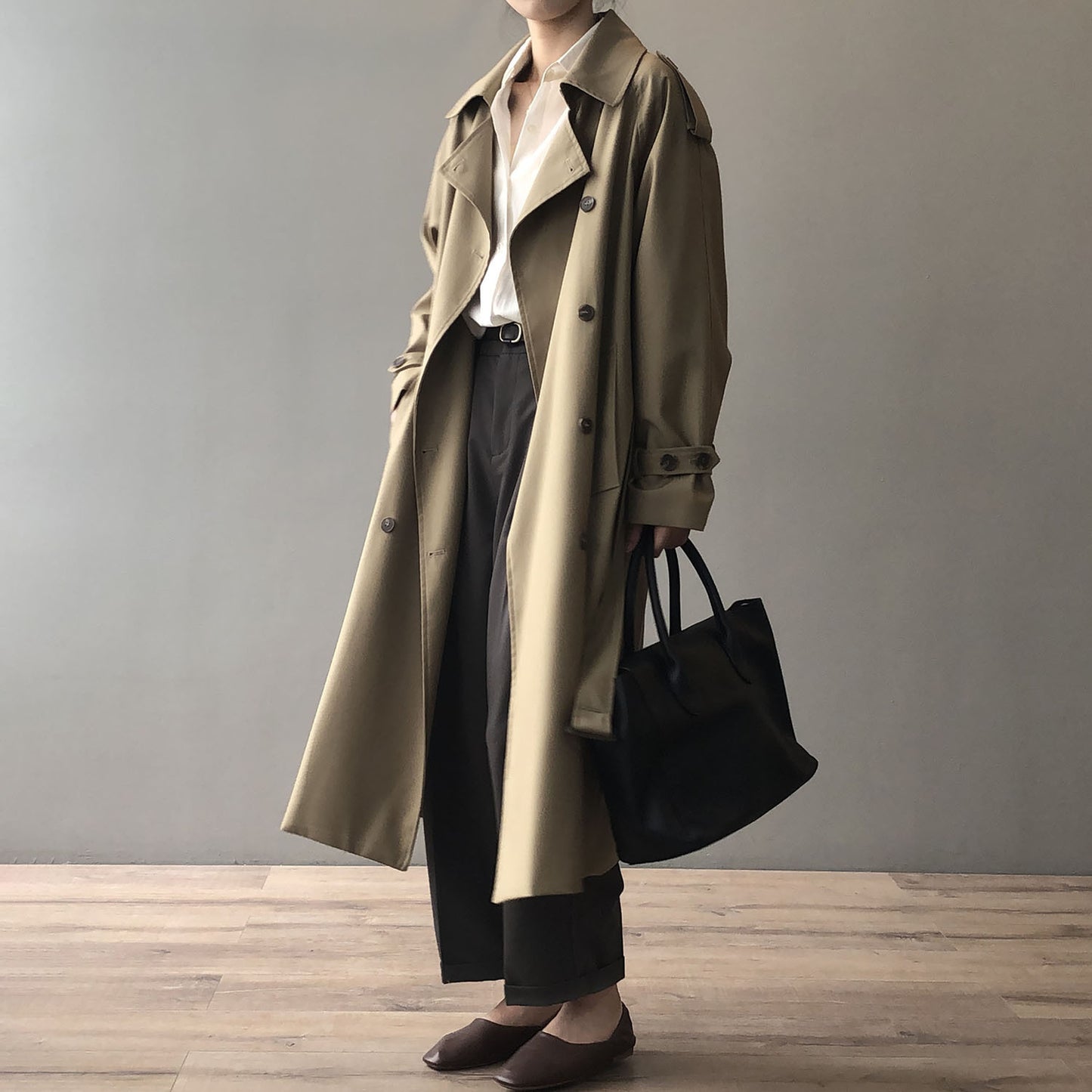 Long Trench Coat for Women Autumn Korean Elegant Loose Waist Tight Slimming Casual Coat for Women - ALTARIA