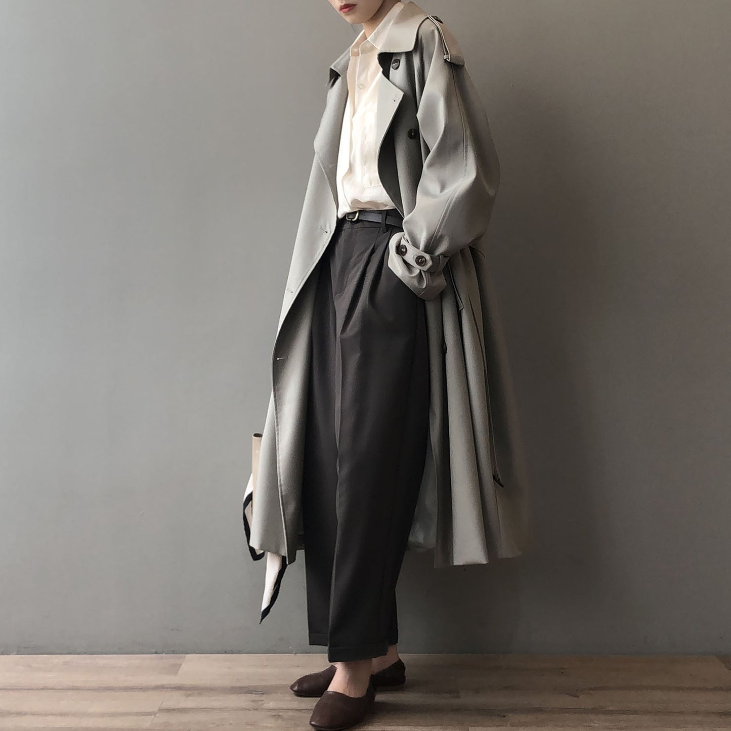 Long Trench Coat for Women Autumn Korean Elegant Loose Waist Tight Slimming Casual Coat for Women - ALTARIA