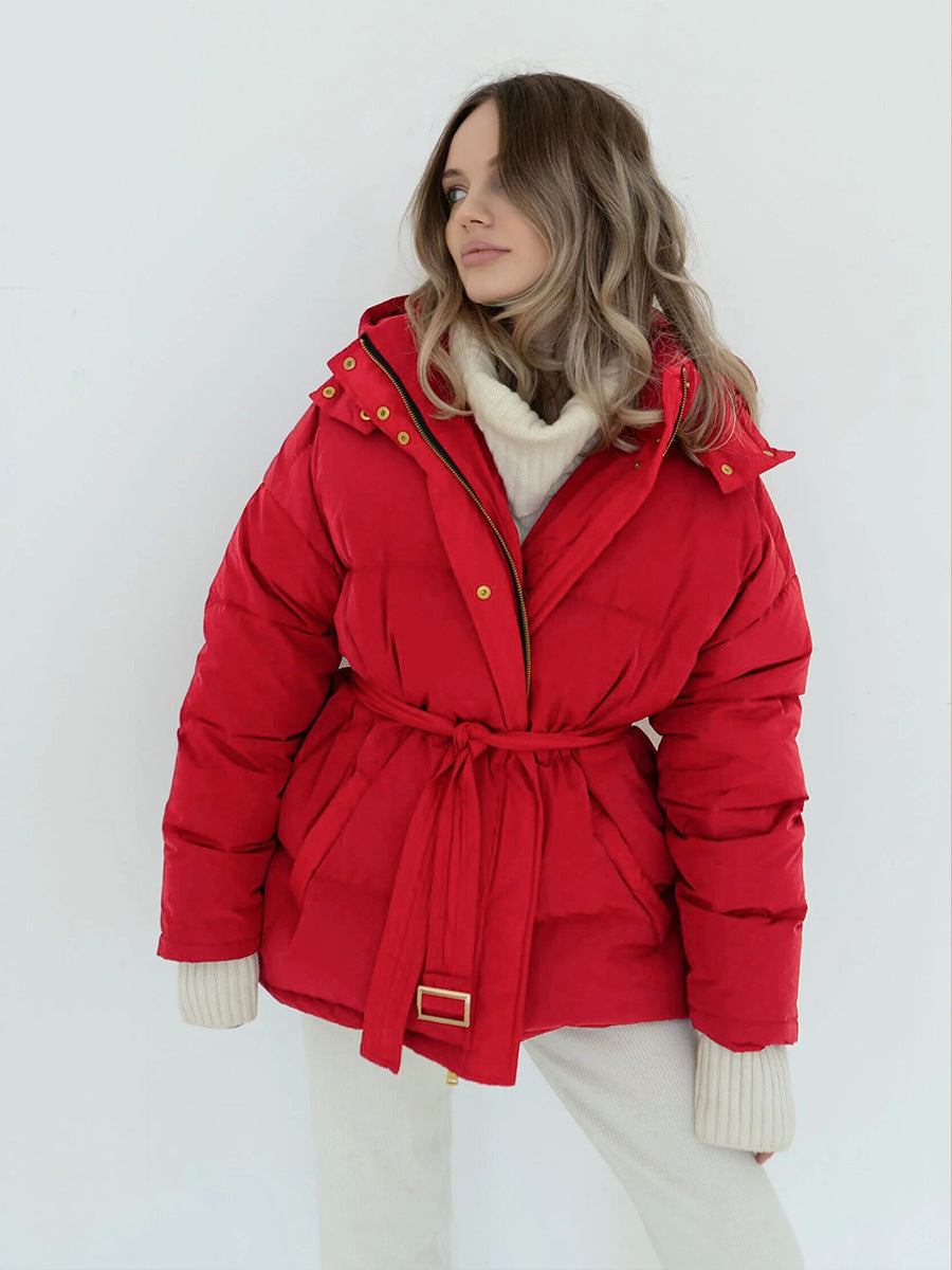 Hooded Cotton Jacket Jacket Women Hooded Thickened Thermal Zipper Bread Coat - ALTARIA