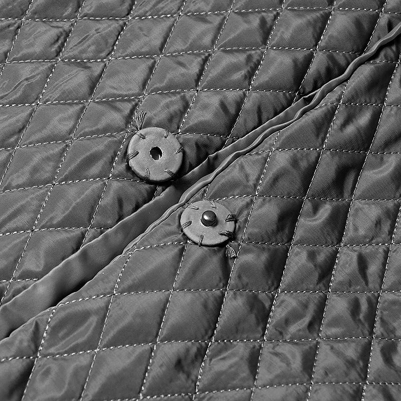 plus Size Cotton Clothes Autumn Winter Polo Collar Long Sleeve Straight Back Breasted Quilted Casual Coat for Women - ALTARIA