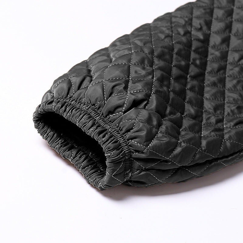 plus Size Cotton Clothes Autumn Winter Polo Collar Long Sleeve Straight Back Breasted Quilted Casual Coat for Women - ALTARIA
