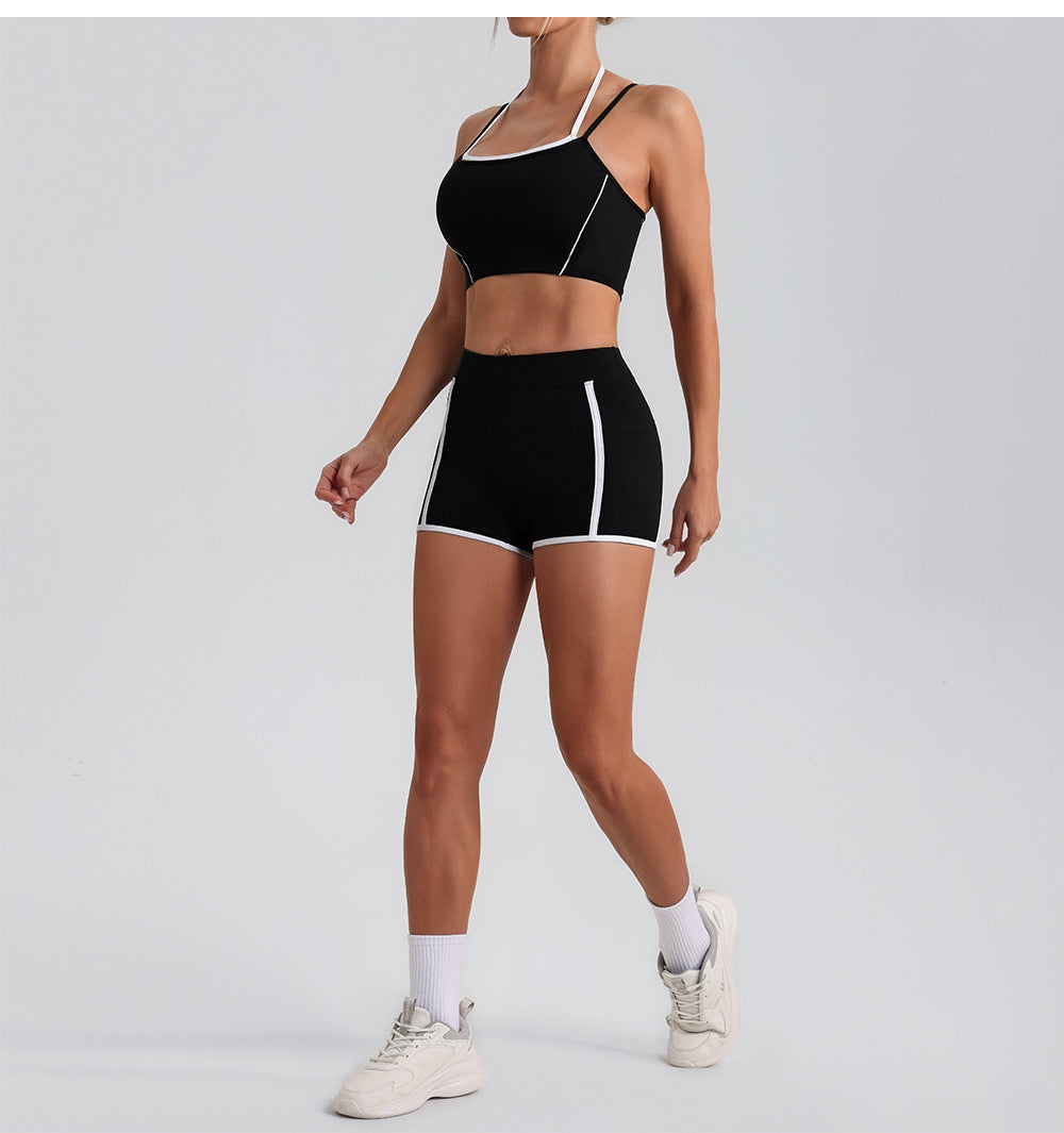 Faux Two Piece Halter Beauty Back Yoga Vest High Strength Running Sports Fitness Nude Feel Adjustable Strap Underwear - ALTARIA