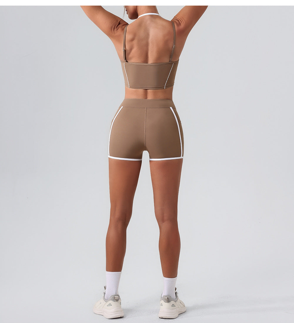 Faux Two Piece Halter Beauty Back Yoga Vest High Strength Running Sports Fitness Nude Feel Adjustable Strap Underwear - ALTARIA