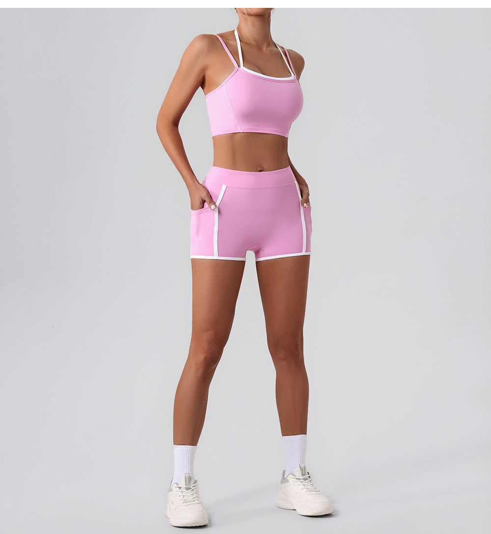 Faux Two Piece Halter Beauty Back Yoga Vest High Strength Running Sports Fitness Nude Feel Adjustable Strap Underwear - ALTARIA