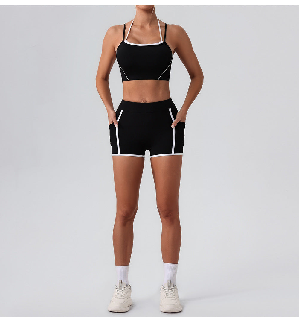 Faux Two Piece Halter Beauty Back Yoga Vest High Strength Running Sports Fitness Nude Feel Adjustable Strap Underwear - ALTARIA