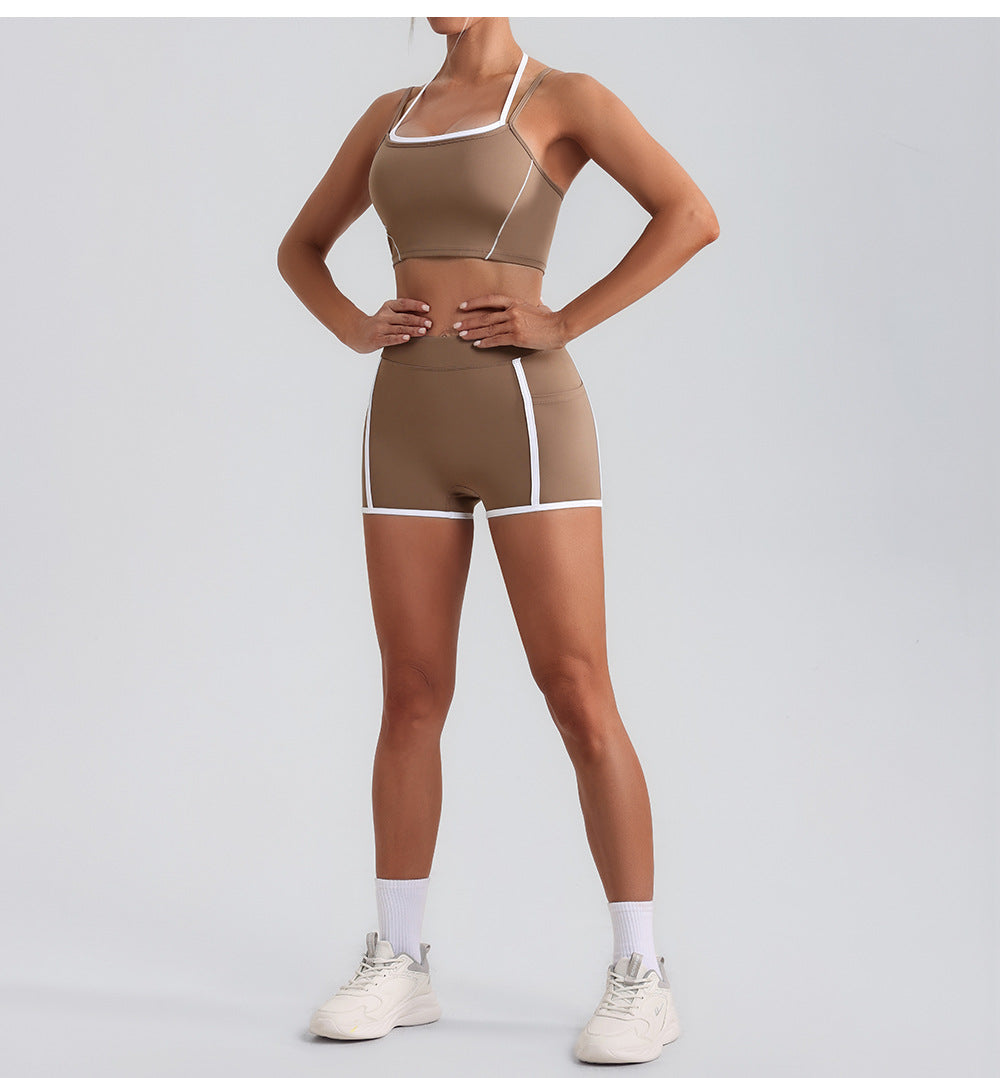Faux Two Piece Halter Beauty Back Yoga Vest High Strength Running Sports Fitness Nude Feel Adjustable Strap Underwear - ALTARIA