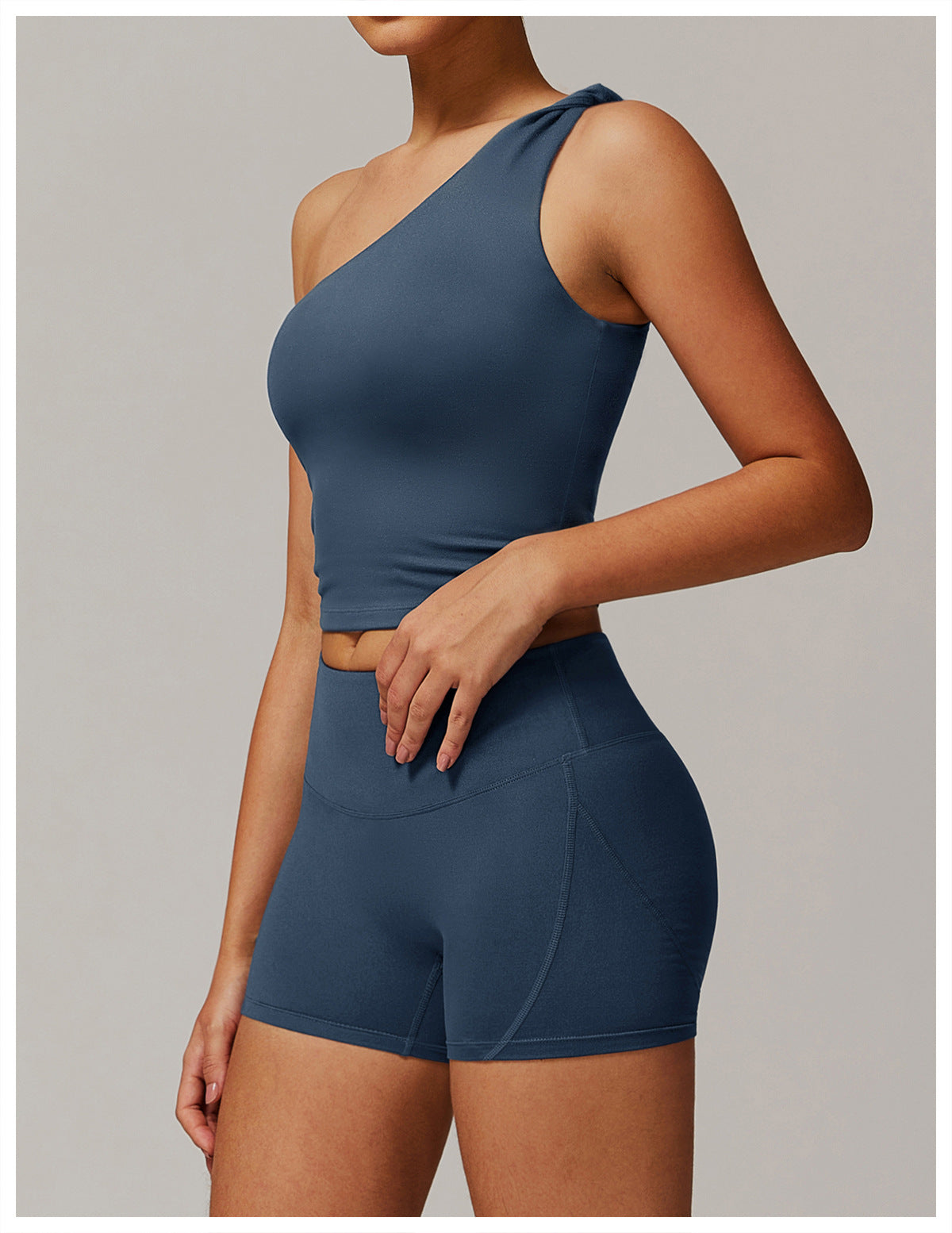 Brushed Oblique One Shoulder Twisted Yoga Vest Sports Waist Shaping Casual Running Workout Vest Women - ALTARIA