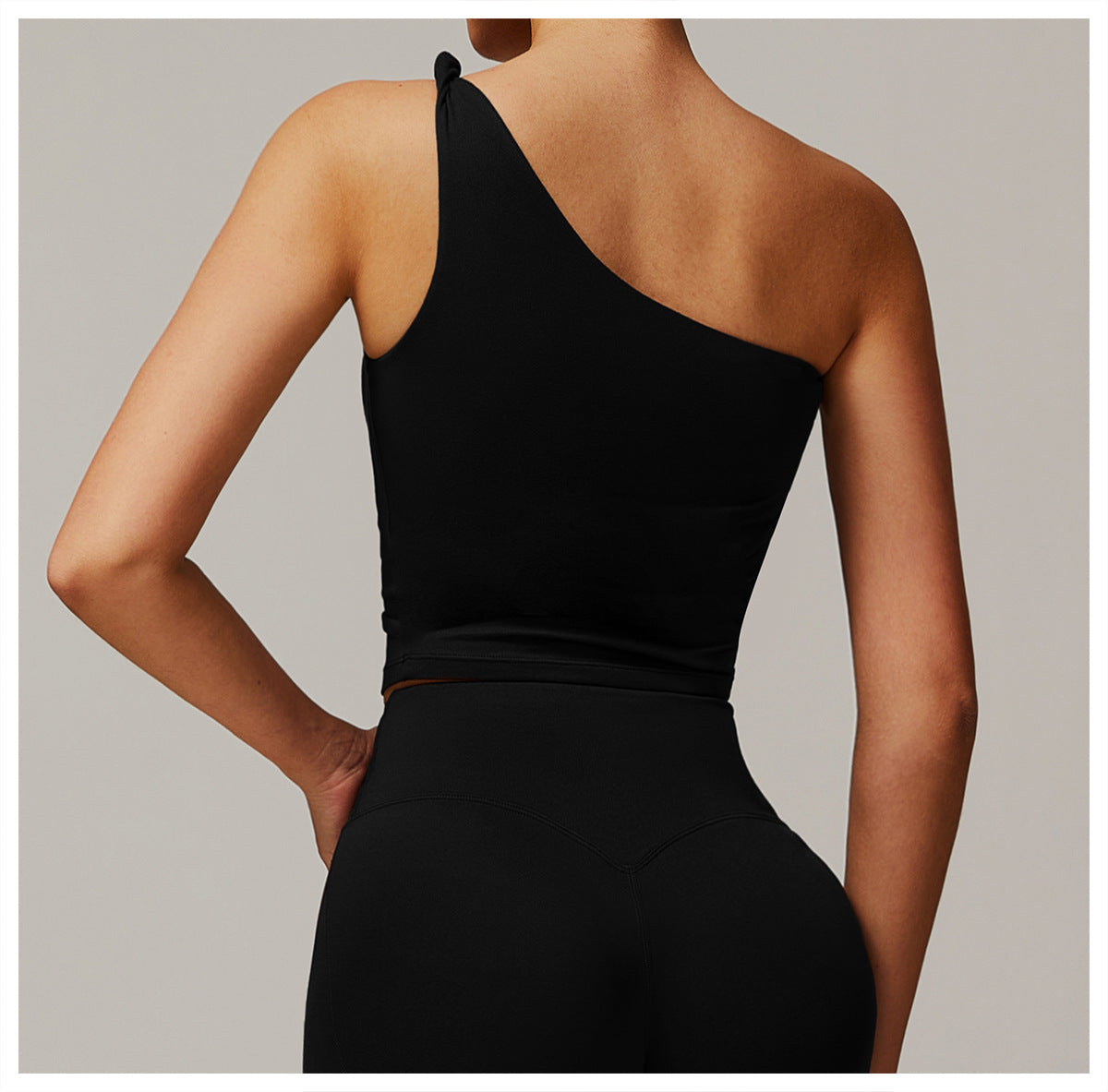 Brushed Oblique One Shoulder Twisted Yoga Vest Sports Waist Shaping Casual Running Workout Vest Women - ALTARIA