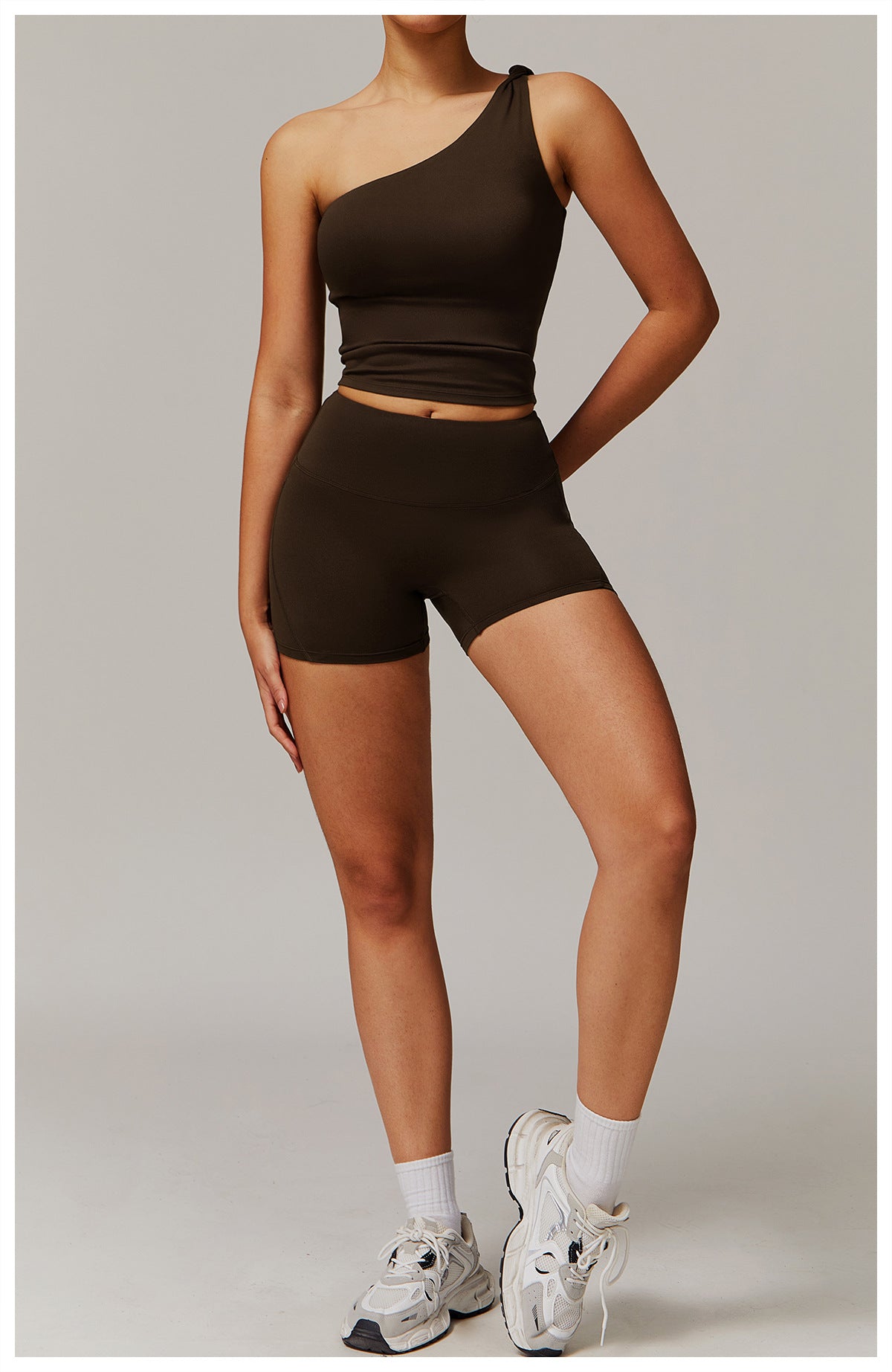 Brushed Oblique One Shoulder Twisted Yoga Vest Sports Waist Shaping Casual Running Workout Vest Women - ALTARIA