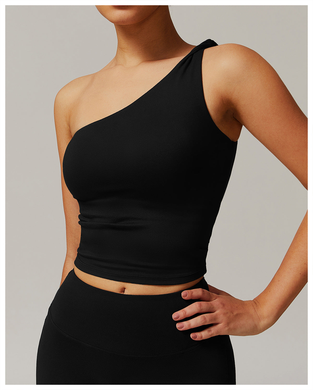 Brushed Oblique One Shoulder Twisted Yoga Vest Sports Waist Shaping Casual Running Workout Vest Women - ALTARIA