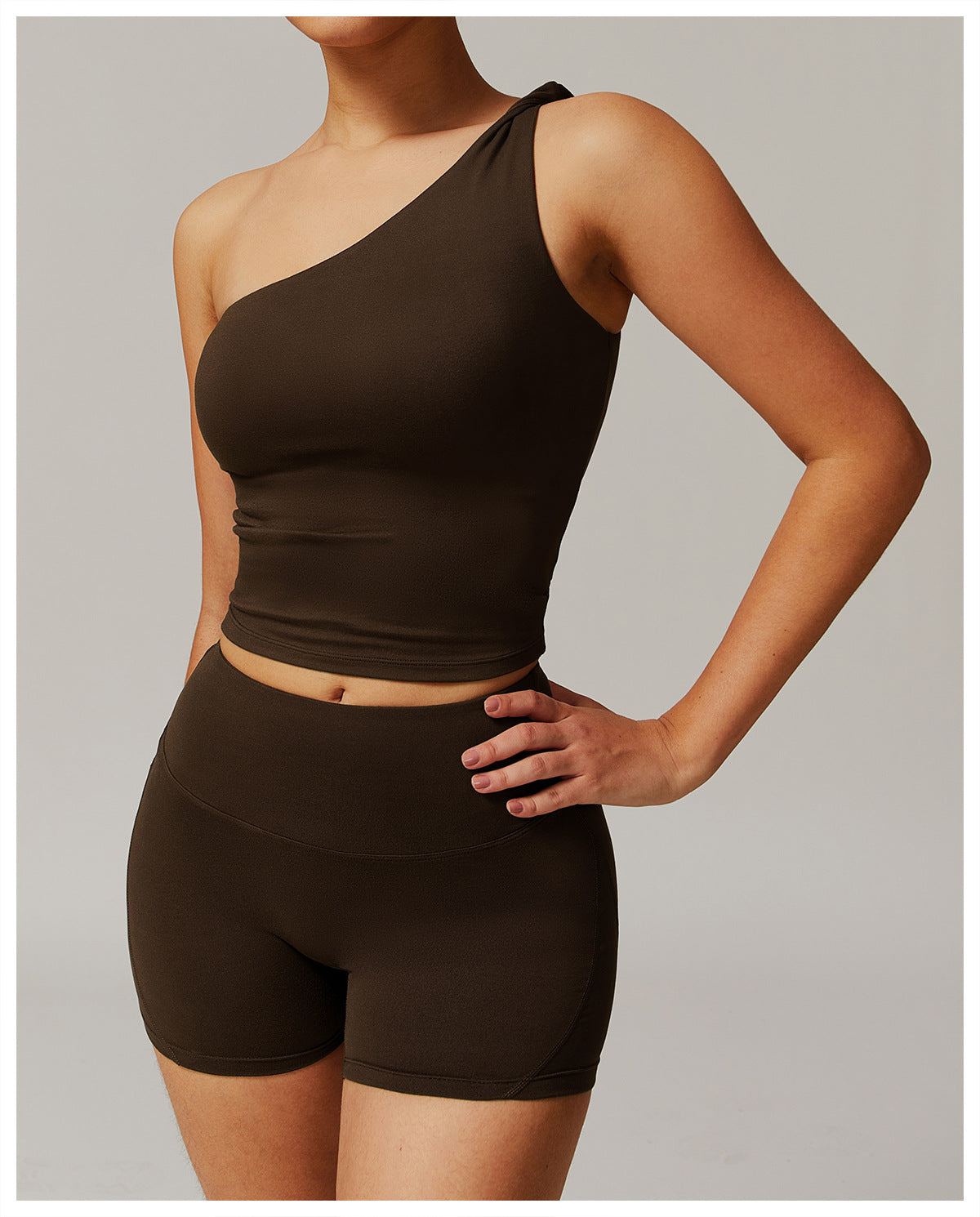 Brushed Oblique One Shoulder Twisted Yoga Vest Sports Waist Shaping Casual Running Workout Vest Women - ALTARIA