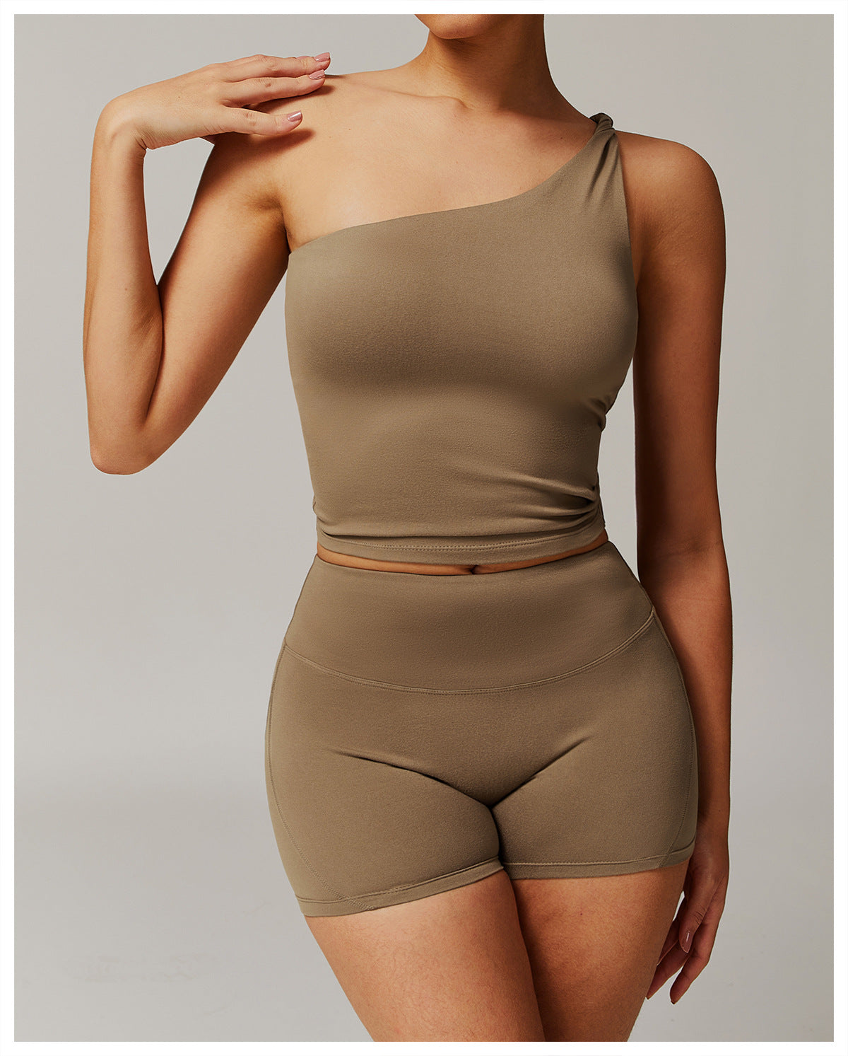 Brushed Oblique One Shoulder Twisted Yoga Vest Sports Waist Shaping Casual Running Workout Vest Women - ALTARIA