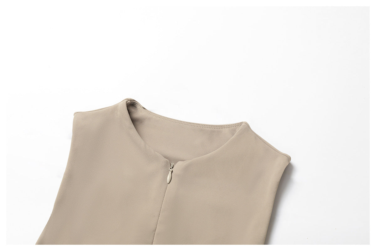 Sense Faux Two Piece Stand Collar Dress Outdoor Running Anti-Exposure Bottoming A line Dress Swing Tennis - ALTARIA