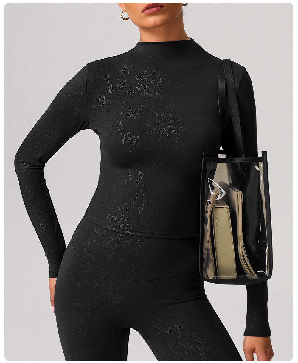 Silver Long Sleeve Tight Yoga T shirt High Elastic Fitness Clothes Outdoor Training Running Sport Long Sleeve Top Women - ALTARIA
