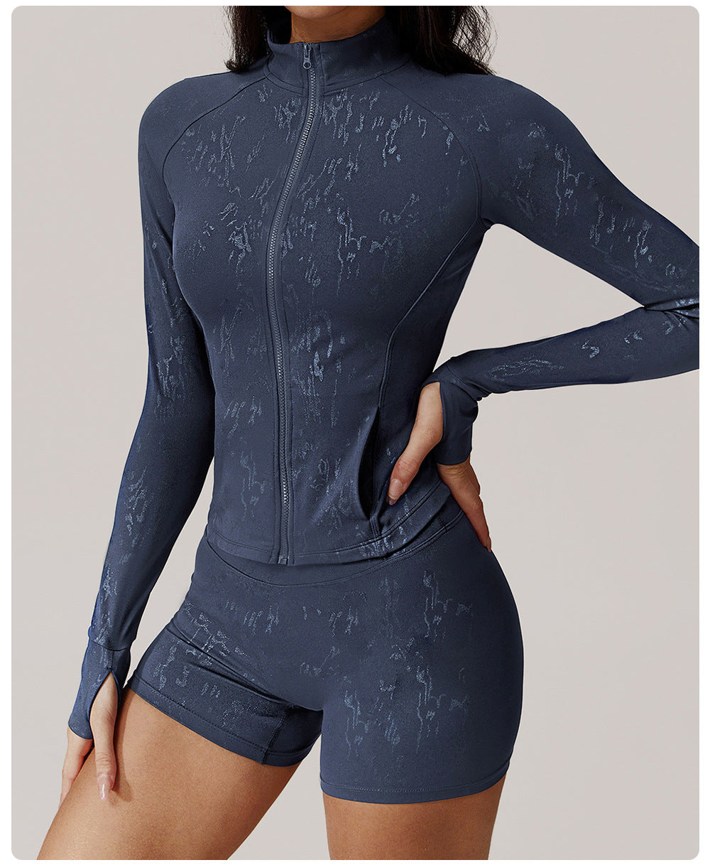 Silver Quick Drying Tight Long Sleeve Running Top Breathable Nude Feel Training Fitness Yoga Wear Coat Women - ALTARIA
