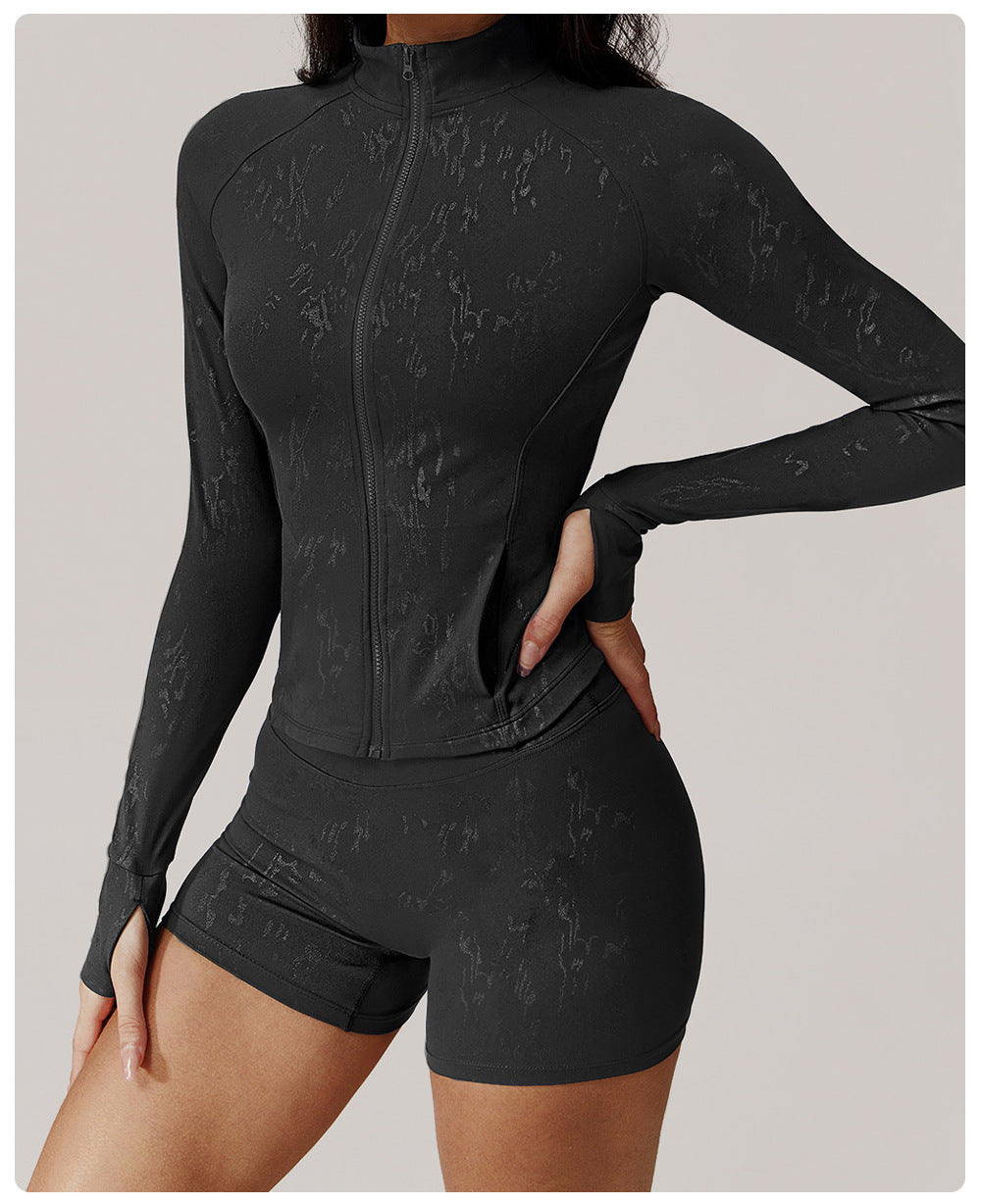 Silver Quick Drying Tight Long Sleeve Running Top Breathable Nude Feel Training Fitness Yoga Wear Coat Women - ALTARIA