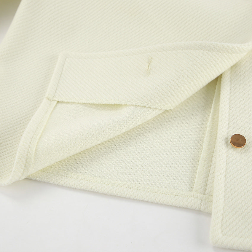 Autumn Elegant Three Dimensional Slim Fit Niche Apricot Woolen Round Neck Office Long Sleeve Short Coat Women - ALTARIA