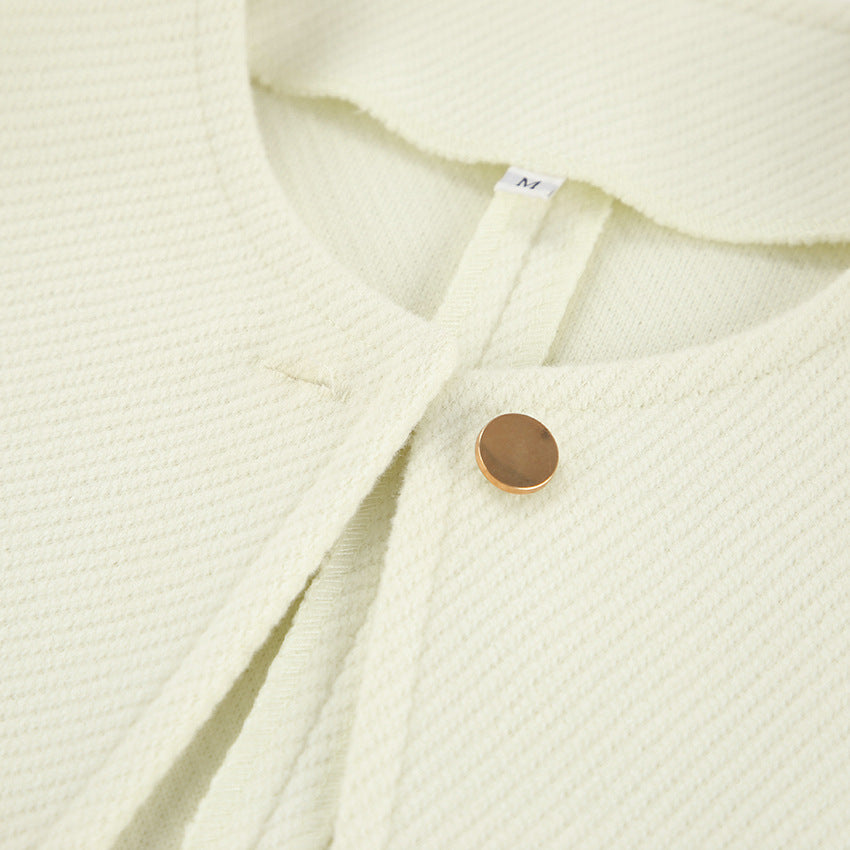 Autumn Elegant Three Dimensional Slim Fit Niche Apricot Woolen Round Neck Office Long Sleeve Short Coat Women - ALTARIA