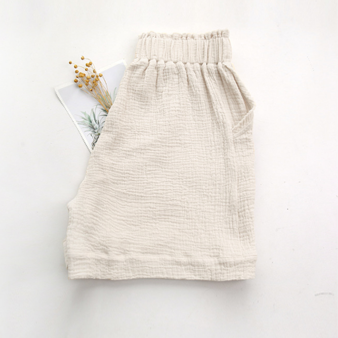 Cotton Casual Two Piece Sets Summer High Elastic Tight Waist Wide Leg Shorts Hollow Out Cutout Backless Sleeveless Vest - ALTARIA