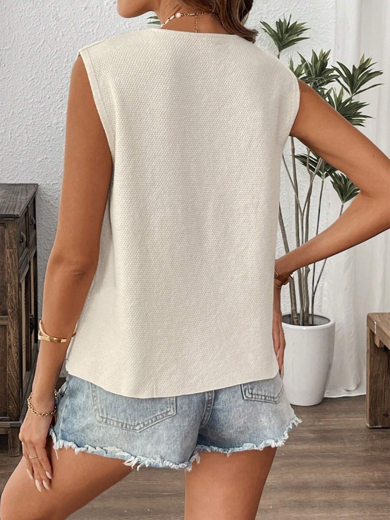 Summer Casual Lace up Bow Knitted Sleeveless Waistcoat Vest Women - ALTARIA