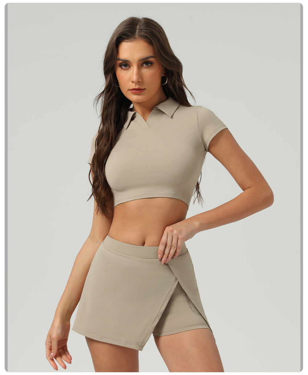 Sunscreen Tennis Skirt Ice Sports Dress with Vents Pants Summer Running Fitness Tennis Anti-Exposure Exercise Skirt - ALTARIA