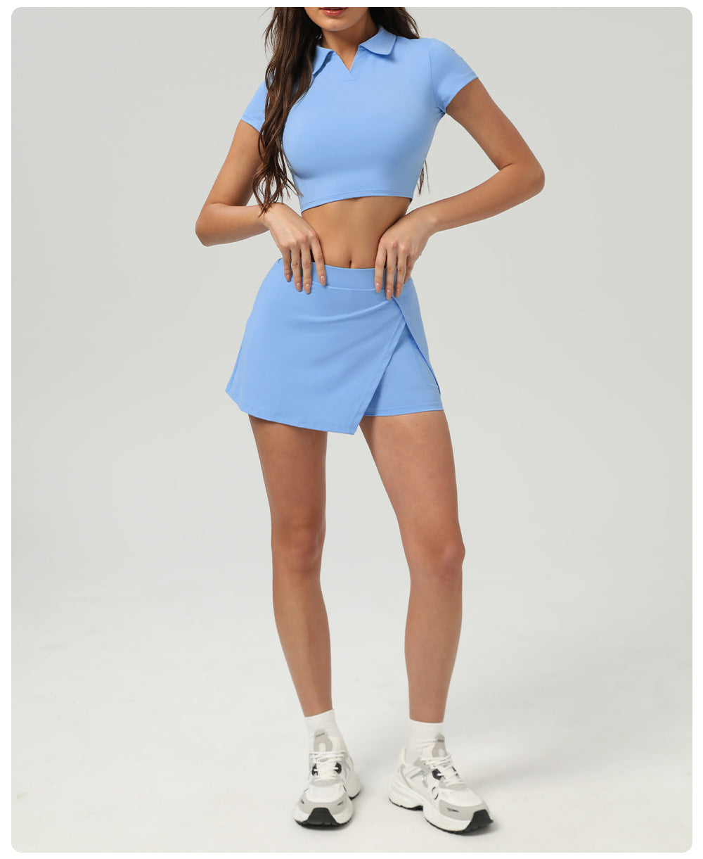Sunscreen Tennis Skirt Ice Sports Dress with Vents Pants Summer Running Fitness Tennis Anti-Exposure Exercise Skirt - ALTARIA