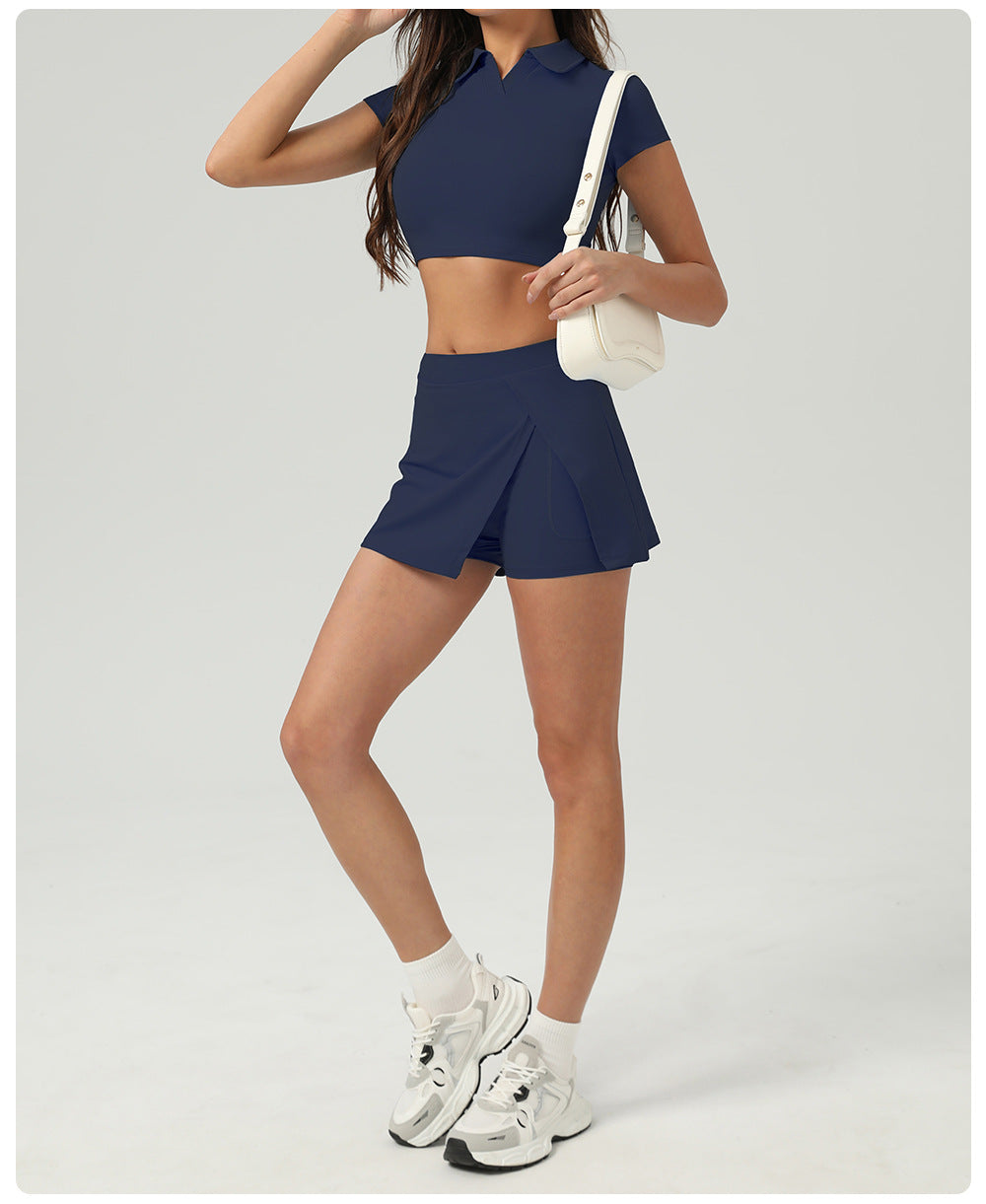 Sunscreen Tennis Skirt Ice Sports Dress with Vents Pants Summer Running Fitness Tennis Anti-Exposure Exercise Skirt - ALTARIA