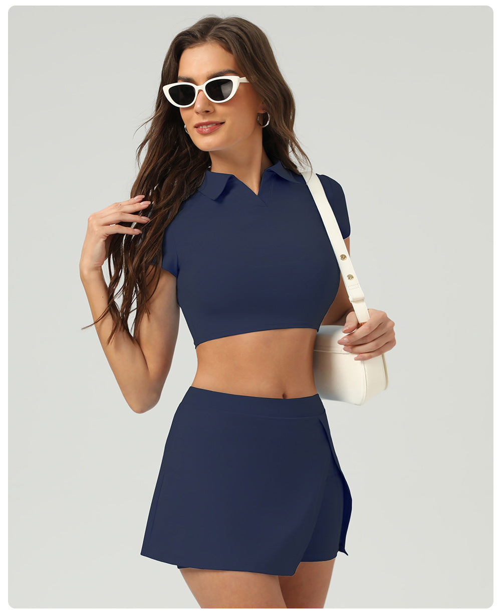 Sunscreen Tennis Skirt Ice Sports Dress with Vents Pants Summer Running Fitness Tennis Anti-Exposure Exercise Skirt - ALTARIA