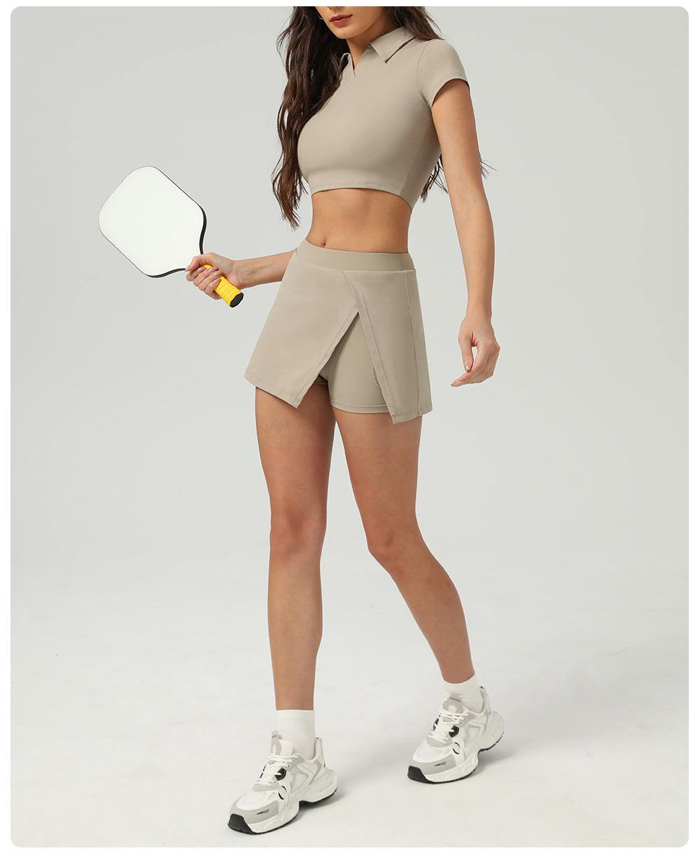 Sunscreen Tennis Skirt Ice Sports Dress with Vents Pants Summer Running Fitness Tennis Anti-Exposure Exercise Skirt - ALTARIA