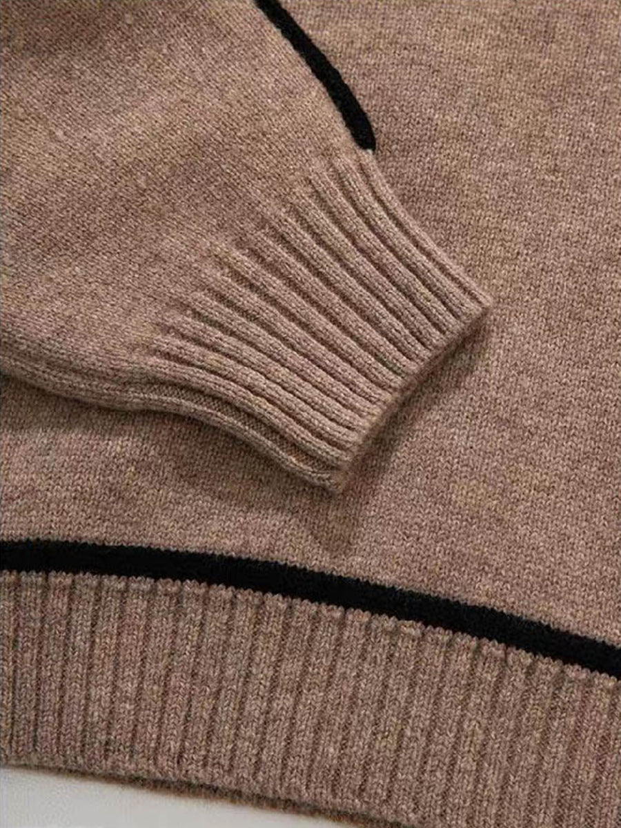 Women Sweater Half Turtleneck with Shoulder Sleeve Top Elegant Line Thread Bottoming Sweater for Women - ALTARIA