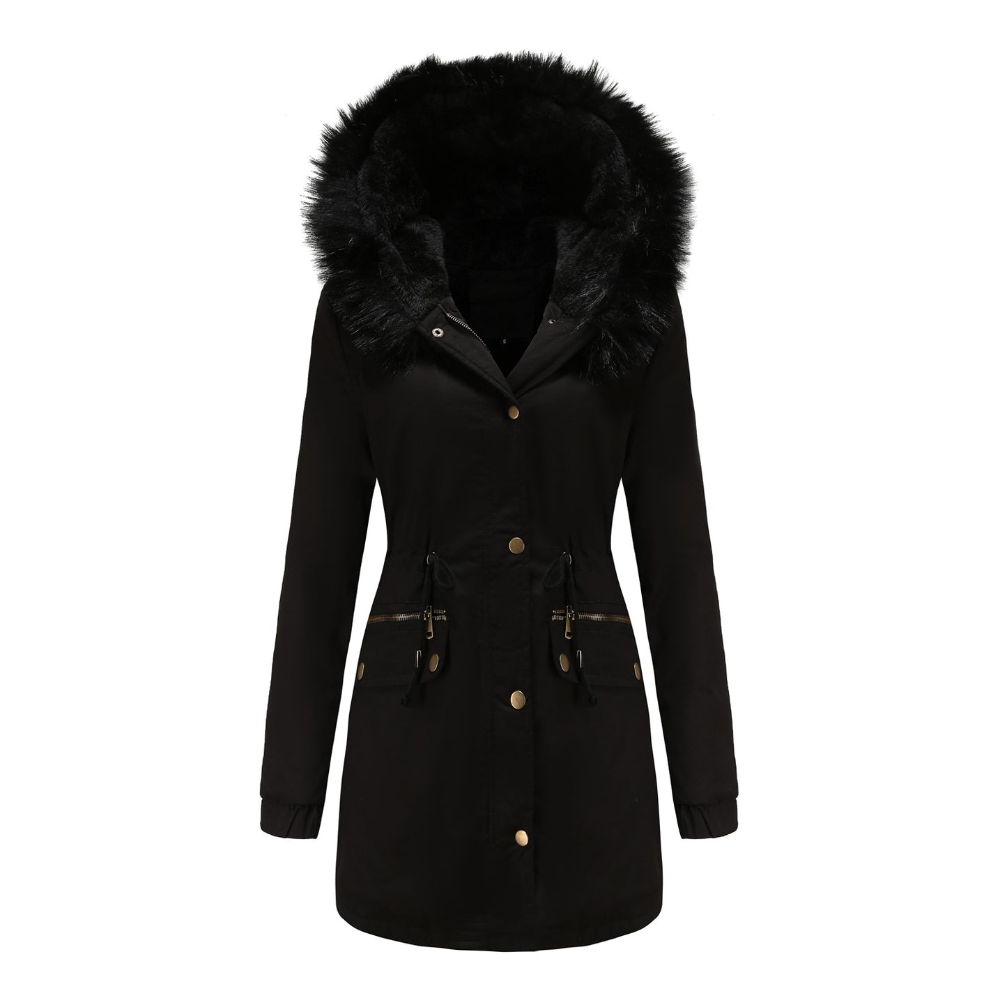Autumn Winter Parka Women Fleece Lined Coat Women with Fur Collar Hooded Warm Jacket Loose Cotton Coat Plus Size - ALTARIA