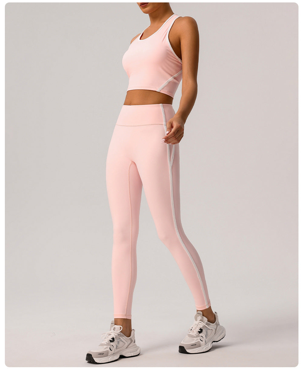 Contrast Color High Waist Nude Feel Yoga Pants Women Running Fitness Pants Outer Wear Anti Roll Tight Sports Pants - ALTARIA