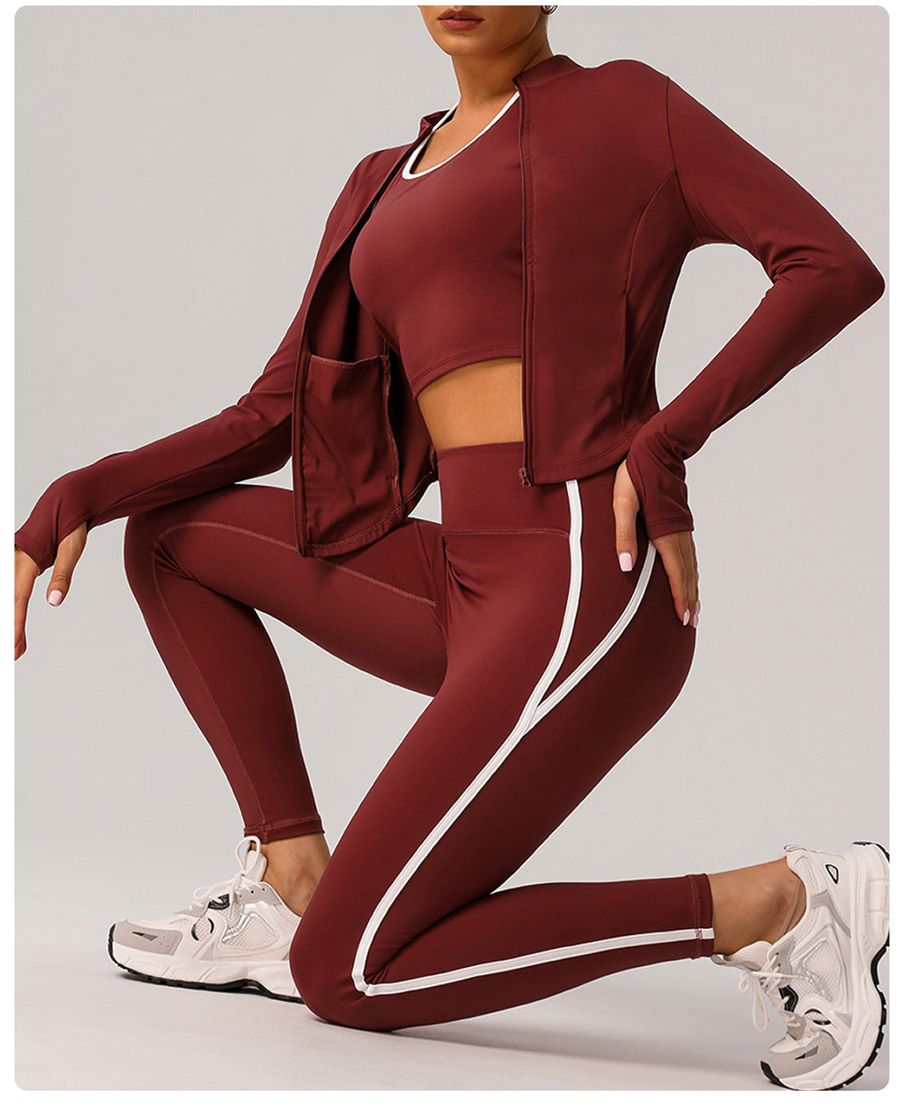 Contrast Color High Waist Nude Feel Yoga Pants Women Running Fitness Pants Outer Wear Anti Roll Tight Sports Pants - ALTARIA